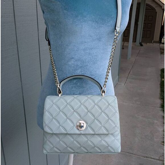 Kate Spade NY Natalia Top Handle Satchel Crossbody Bag in Crystal Blue. - Picture 1 of 10